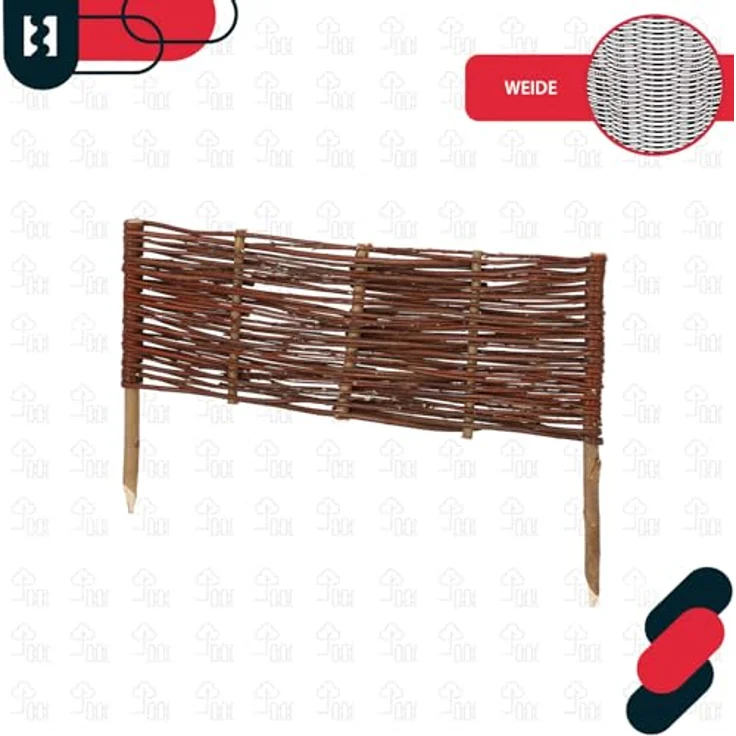 KOTARBAU® 5er Set Weidenzaun Beetbegrenzung, 60 x 20 cm, braun, wetterbeständig, flexible Beeteinfassung zum Stecken – Bild 5