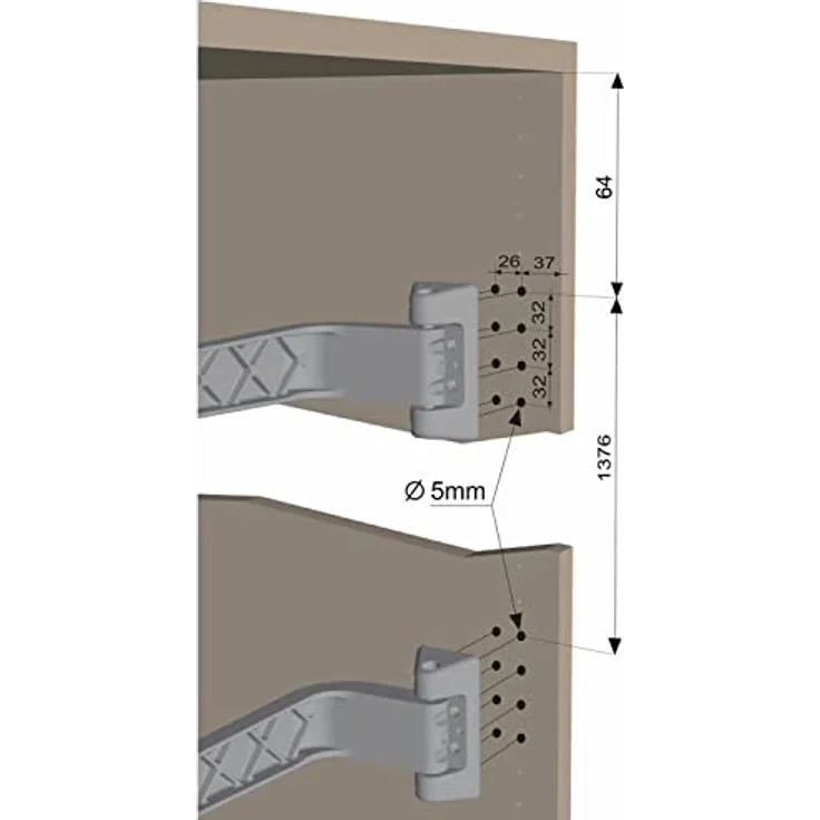 Servetto Schwenktürbeschlag MOTION-V KB 900 mm, Druckgussaluminium grau lackiert, 3D Verstellung, für Korpusstärke mind. 20 mm – Bild 3