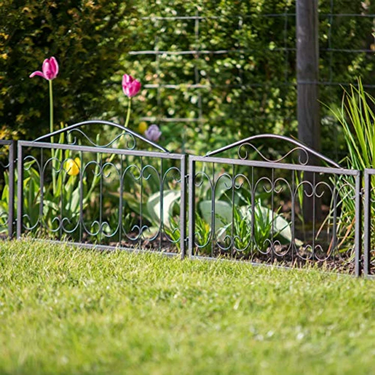 Relaxdays Rasenkante Beetzaun, dekorative Beeteinfassung mit antikem Design, 225 cm, schwarz oder grün – Bild 2