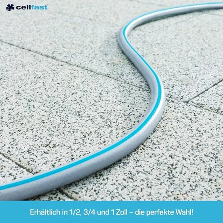 Cellfast Gartenschlauch Basic 3-lagiger Schlauch mit dauerhafter Verstärkung aus Garn höchster Qualität mit Polyesterkreuzgewebe,Druck- und UV-beständig 25 bar Berstdruck, 10-422, Grün, 3/4 Zoll, 50m – Bild 5
