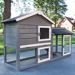 zooprinz Brandneuer Kaninchenstall, Hasenstall aus massivem Vollholz ideal für draußen mit großer Kotschublade - Natürliche Farben, Zweistöckig, Winterfest