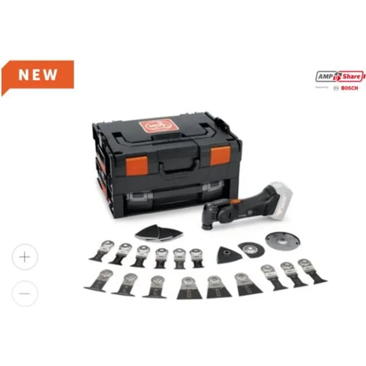 Fein Akku-MULTIMASTER amm 700 Max, Multifunktionswerkzeug mit 18 V Motor, Anti-Vibrationssystem, Black Edition in L-Boxx