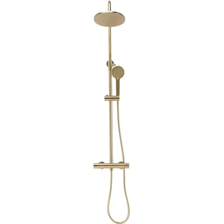 wohnwerk.idee Duschsystem Dusche Regendusche Duschgarnitur mit Thermostat Parot Matt Gold, 2 Strahlart(en) - Preisvergleich – Bild 4