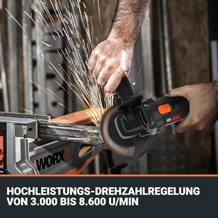 Worx Nitro WX814.9, Akku-Winkelschleifer 20 V Solo mit bürstenlosem Motor und 125 mm Scheibengröße – Bild 2