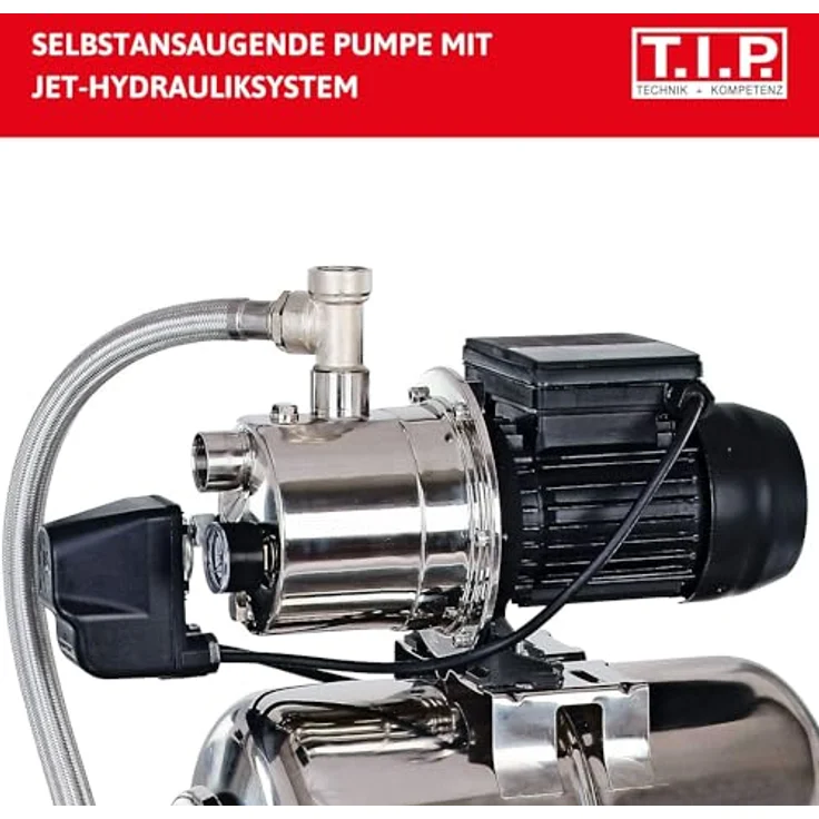 T.I.P. 31155 Hauswasserwerk HWW Inox 1300 Plus F Edelstahl mit Vorfilter Hauswasserpumpe 4.200 l/h 9 m|50 m 5 bar – Bild 4