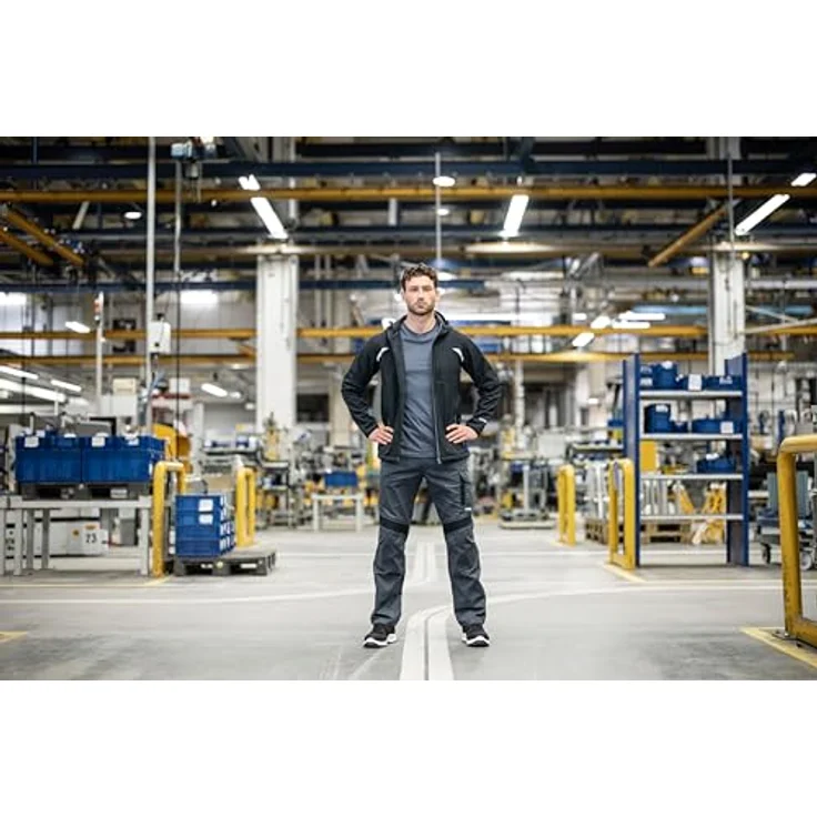 Uvex Safety, Softshelljacke uvex suXXeed craft, Arbeitsjacke mit weitenverstellbarer Kapuze, schwarz/graphit, Größe 3XL – Bild 5