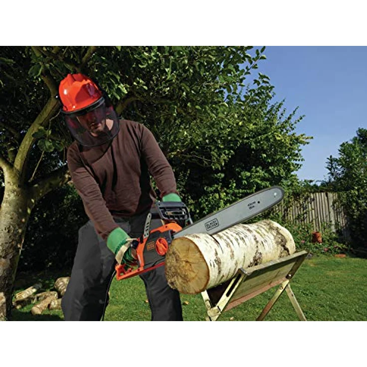 Black+Decker Elektro-Kettensäge - 2200W, 45 cm Schwertlänge, 12,5 m-s Kettengeschwindigkeit, rückschlagarm Kettenbremse CS2245 – Bild 5