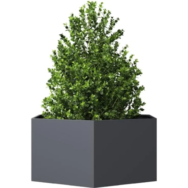 vidaXL Pflanzkübel Anthrazit Sechseckig 104x90x45 Stahl, Wetterfestes Hochbeet mit viel Platz und erhöhtem Design – Bild 5