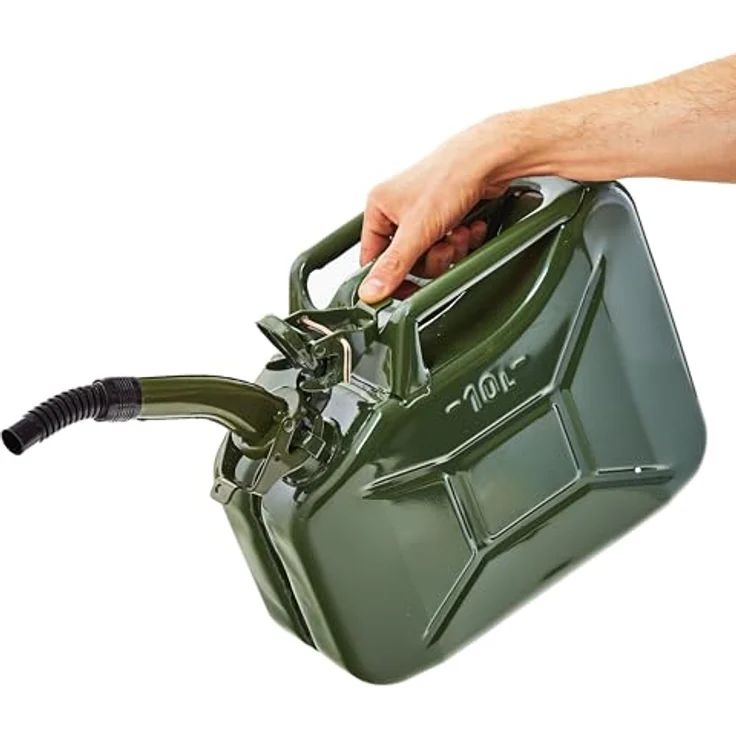 BW® Kraftstoffkanister Metall, 10 Liter Benzinkanister mit Ausgießer, rot - TÜV-geprüft, UN-zugelassen, Made in Europe – Bild 3
