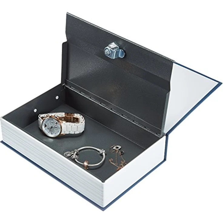 Amazon Basics Buch-Safe, tragbare Box mit Schloss und Schlüssel, 2,2T x 6,1B x 9,5H cm, blau – Bild 3