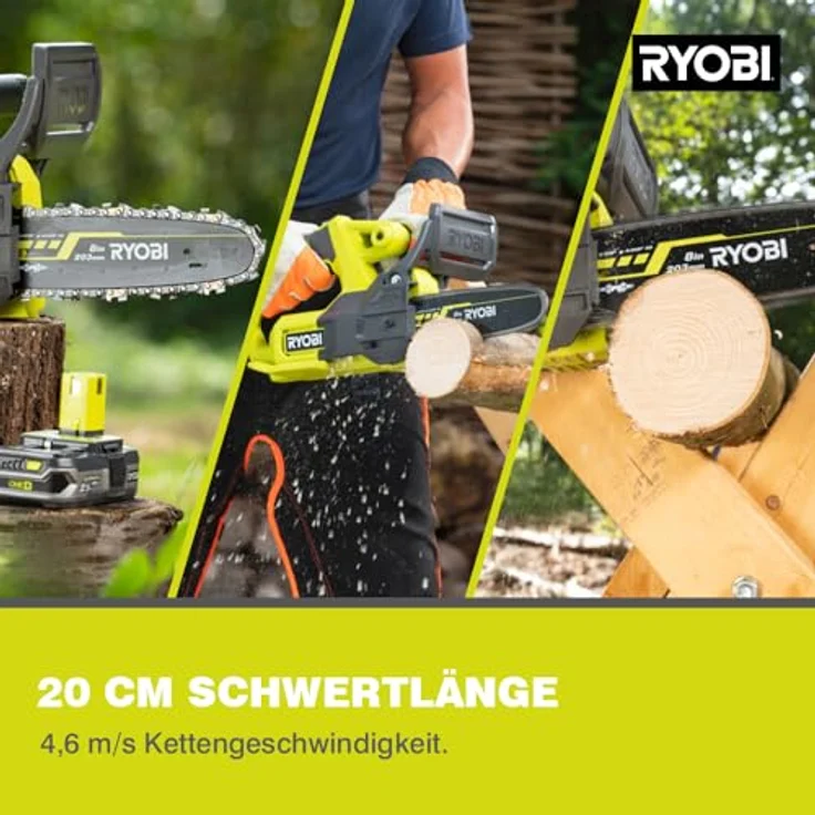Ryobi Akku-Kettensäge 'ONE+ RY18CS20A-125', 20 cm Schwert, manuelles Kettenspannsystem, inklusive Akku und Ladegerät – Bild 3