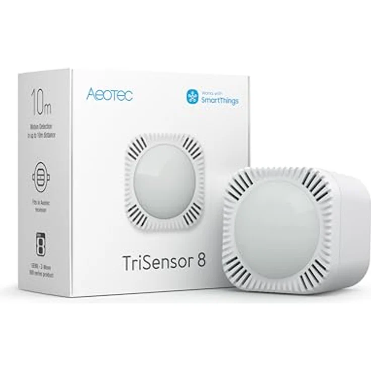 Aeotec TriSensor 8 – 3-in-1 Multisensor, Bewegung in 10m Radius, Temperatur in °C, Licht in Lux, Z-Wave Gen8, Long Range, Hub erforderlich, Works with SmartThings, Homey, HomeAssistant – Bild 1