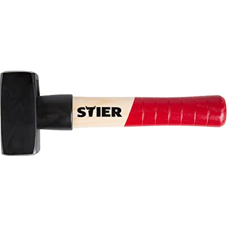 STIER Fäustel Robust+ 1500 g mit Stiel-Schutzhülse und hoher Qualität, geschmiedeter Fäustelkopf, Spezialstahl in Langlebiger Ausführung nach DIN 6475
