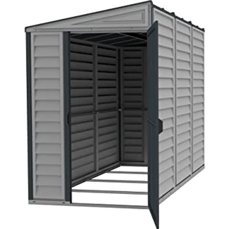 Duramax SideMate PLUS 4 x 8 (2.91 m²) Kunststoff gerätehaus mit Metallfundament Set, Wendetür, robuste Metalldachkonstruktion, wartungsfreier Vinylschuppen, Elfenbein – Bild 4