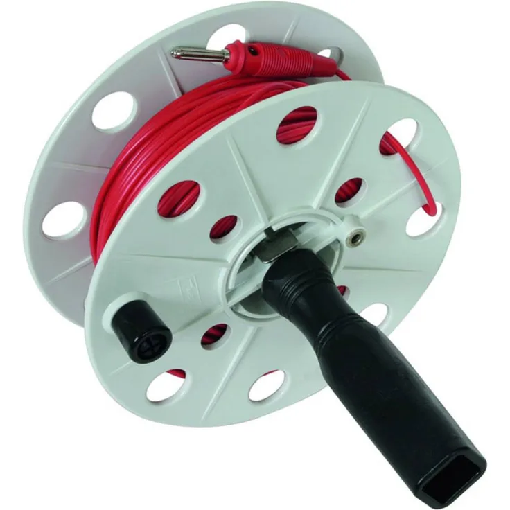 DEHN DH K 40 BS ML0.75 L50M RT, Drahthaspel mit roter Messleitung, 50 m Länge, 0,75 mm² Querschnitt