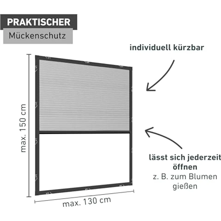 Windhager Insektenschutz Plissee 130 x 150 cm, anthrazit – Bild 4
