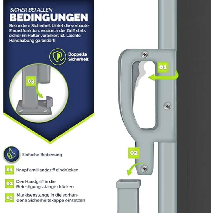 tillvex® Seitenmarkise 160 x 300 cm ausziehbar & Blickdicht | Sichtschutz für Balkon, Garten & Terrasse | Seitenrollo mit Wandhalterung | Sonnenschutz aus rostfreiem Stahl | Markise Windschutz – Bild 3