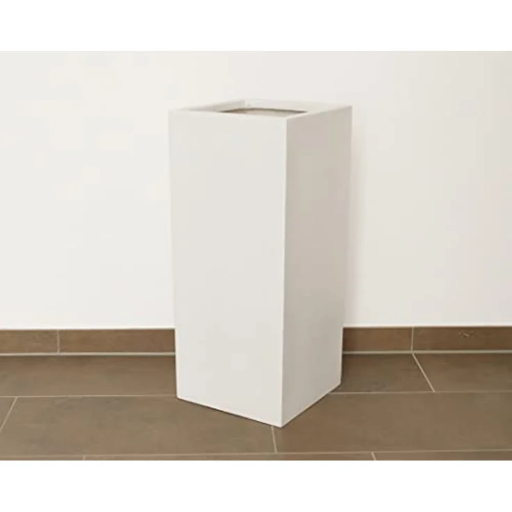 Elegant Einrichten Pflanzkübel Fiberglas Säule 30x30x60cm, Perlmutt-Weiß, UV-beständig & frostsicher – Bild 2