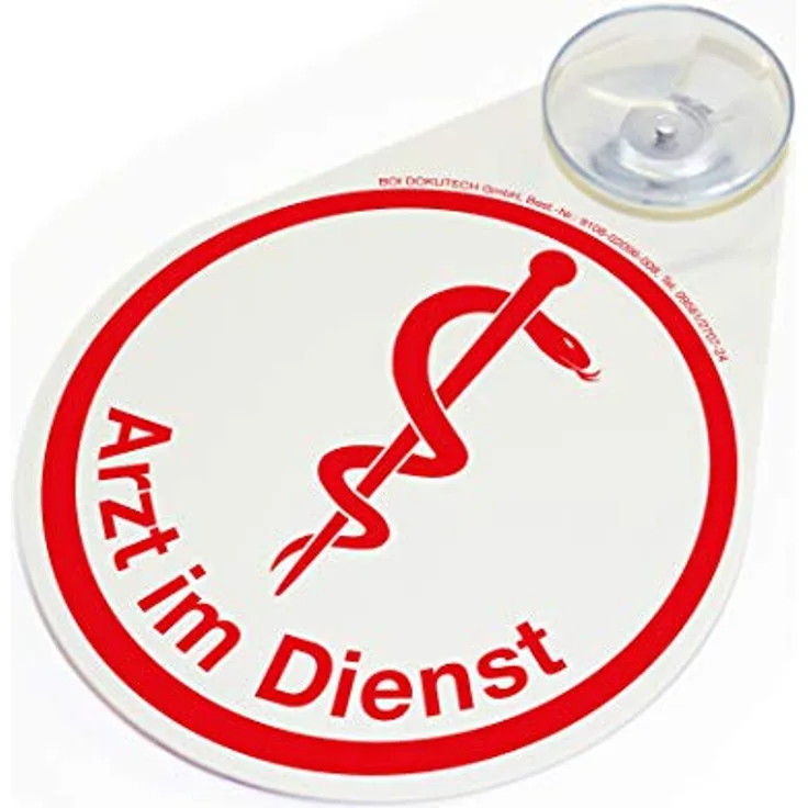 BOI DOKUTECH Hinweisschild "Arzt im Dienst" mit Saugnapf, 8 x 11 cm für Windschutzscheibe, verschiedene Versionen