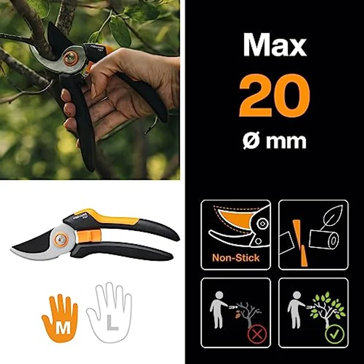 Fiskars Solid M Bypass-Gartenschere P321, orange schwarz – Bild 2