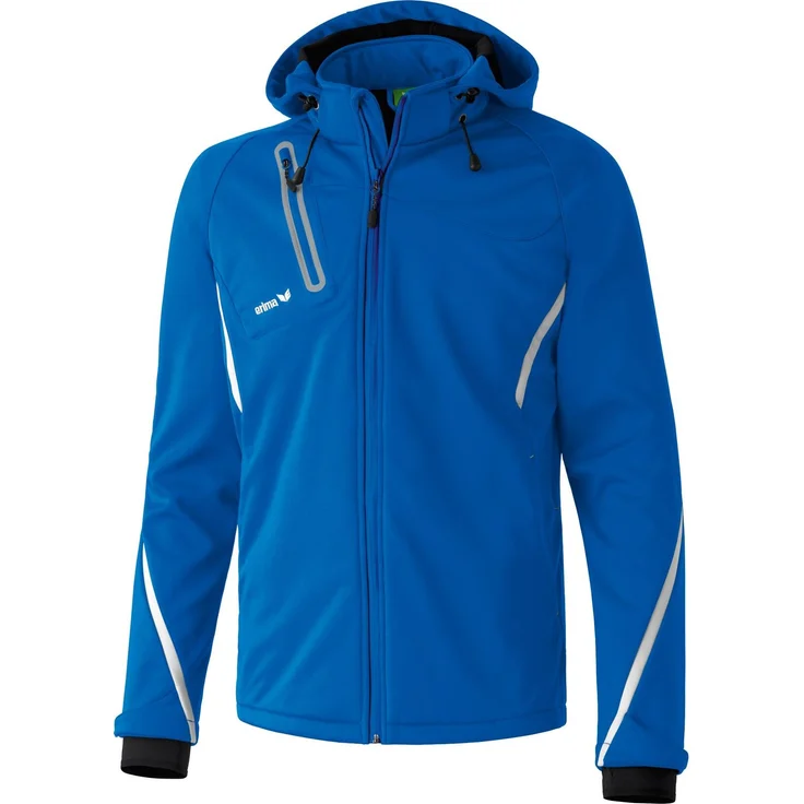 ERIMA Function Softshelljacke Herren - Weiß / Royal, atmungsaktiv, winddicht, reflektierende Brusttasche