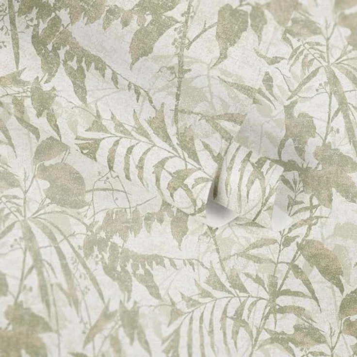 Livingwalls Hot Spots Motivtapete, Vliestapete mit Blättermotiv in Creme, Grün, Gold und Metallic, 10,05 m x 0,53 m, Dschungel-Look, Made in Germany - 782031 – Bild 4