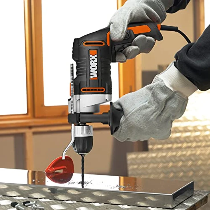 WORX WX318 Schlagbohrmaschine 810W mit robustem Metall-Getriebegehäuse, stufenloser Drehzahlregulierung, Tiefenanschlag, werkzeuglosem Bohrfutter uvm. Exaktes Bohren in Holz, Beton & Stahl – Bild 6