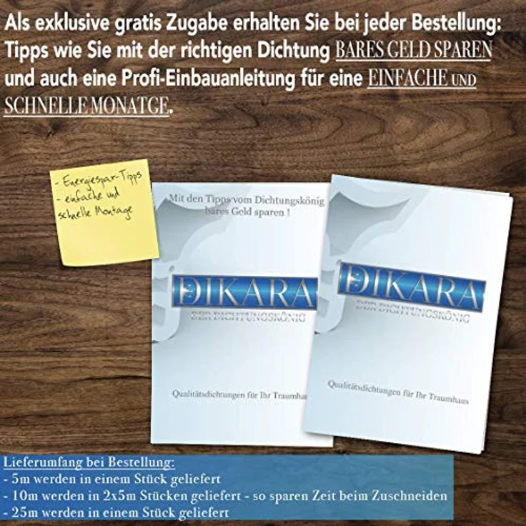 Dikara Stahlzargendichtung Grau 5m, Dichtungshöhe 16mm, Dichtungsbreite 12mm, gegen Zugluft, Lärm und Staub, Heizkostenersparnis – Bild 5