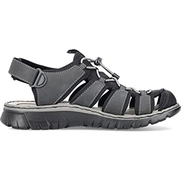 Rieker Sandale, Sommerschuh, Klettschuh, Freizeitsandale, Gummizug, Schellverschluss, schwarz – Bild 2