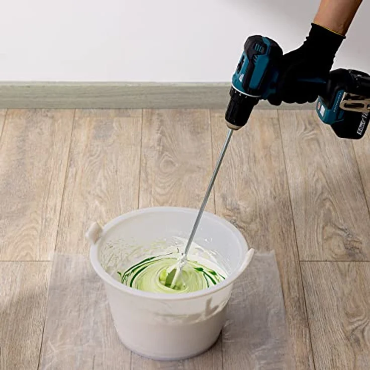 Navaris Rührstab Bohrmaschinen Paint Mixer - Quirl 6x40cm aus Stahl - Mörtelrührer für Farbe Lack Lasuren - Bohrmaschinen Farbrührer verzinkt - klein – Bild 3