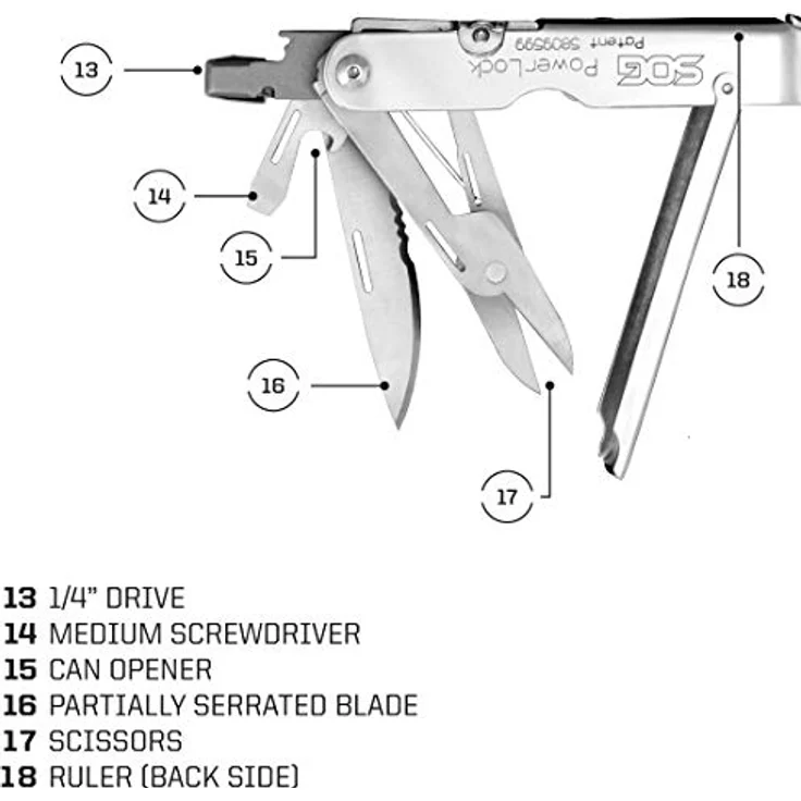 SOG Powerlock Tool - 12 Funktionen - Multi Werkzeugtool - Multitool (762003) – Bild 7