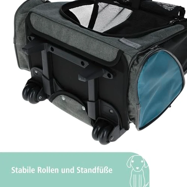 Kerbl Tiertransportbox Kerbl Trolley Vacation, grau/blau, 41x26x55 cm, 80570 - Teleskoparm, verschließbar, inkl. Kurzleine – Bild 4