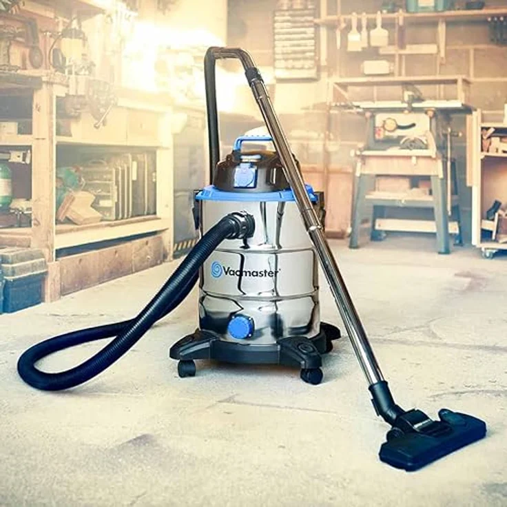 Vacmaster VQ1530SFDC Nass-Trockensauger, 1500W, 30L Edelstahl, starke Saugleistung, integrierte Steckdose, Dualmodus Fußbodenkopf – Bild 2