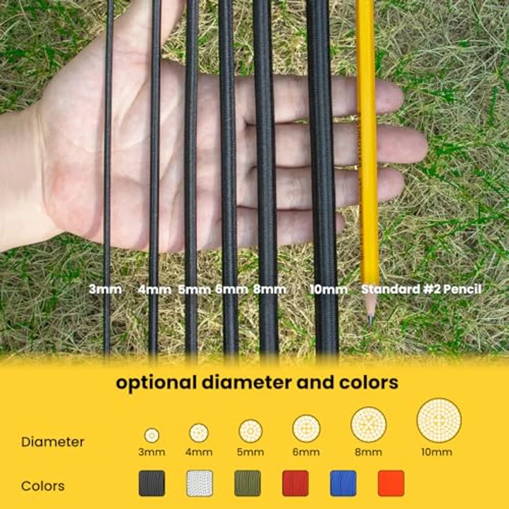 Brotree Gummiseil Expanderseil 4mm x 10m, wetterfestes Spanngummi für Planen, Zelte und Camping, Schwarz – Bild 4