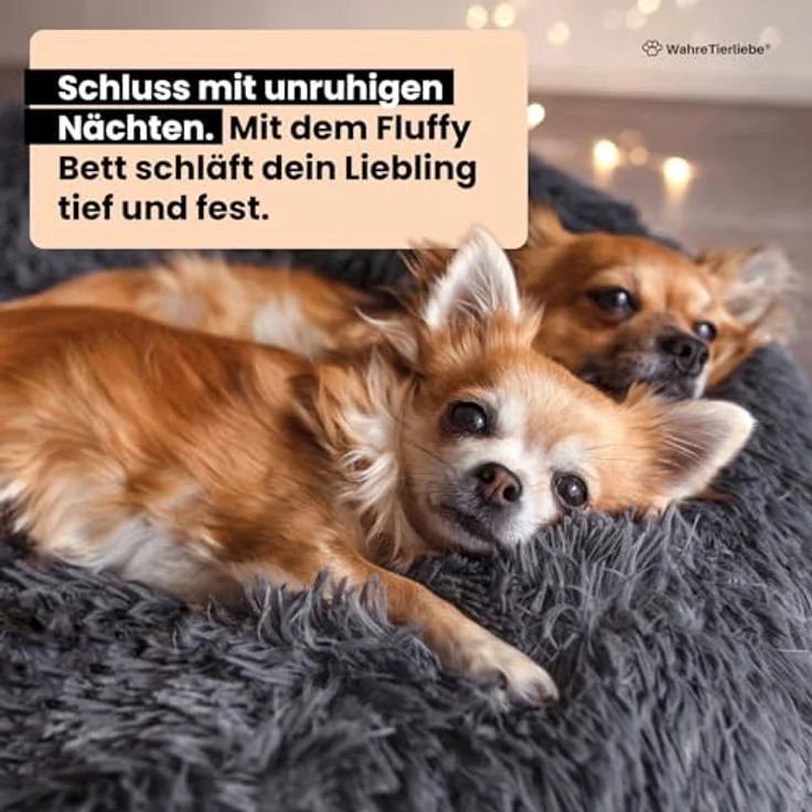 Wahre Tierliebe Hundebett Fluffy Wolke - Das Original, mit waschbarem Bezug, Flauschiges Hundebett für große, mittelgroße & kleine Hunde – Bild 2
