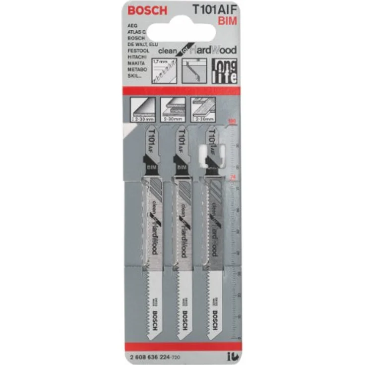 Bosch Professional 3 Stück Stichsägeblatt T 101 AIF Clean for Hard Wood (Hartholz, Zubehör Stichsäge) – Bild 2
