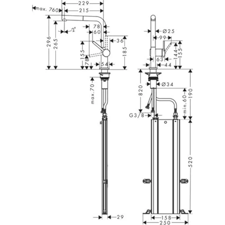 hansgrohe Talis M54 Einhebel-Küchenmischer 270, Ausziehauslauf, Chrom, mit 4-stufigem Schwenkbereich, Keramikmischsystem und integrierter Schlauchführung – Bild 3