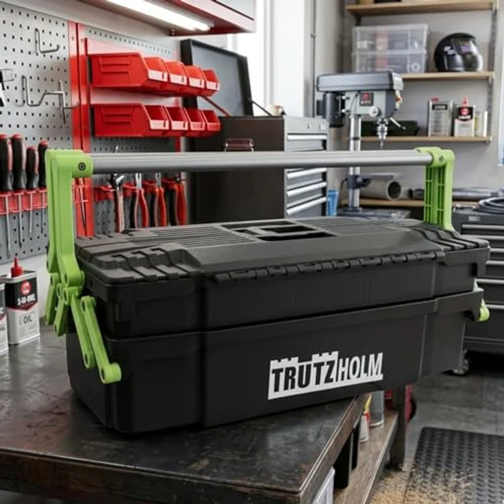 TRUTZHOLM Werkzeugkoffer 2-lagig, 30kg Traglast, 8 Fächer, anpassbar, Kunststoff, 42x17x16 cm – Bild 6