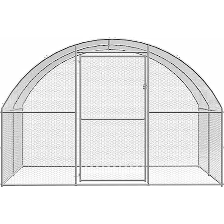 vidaXL Hühnerstall, Outdoor-Hühnerstall 3x6x2 m aus verzinktem Stahl mit wasserfester Überdachung, silber – Bild 9