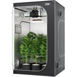 VEVOR Gewächshaus VEVOR Growbox 122x122x203cm Schwarz-Grau, Gewächshaus aus 22 mm Stahl-Rahmen mit verbesserten Lichtblockierungsdetails