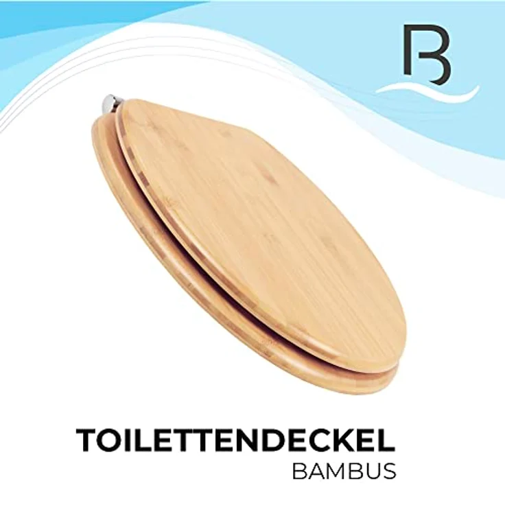 Bath4U WC Sitz aus Bambus, Soft-Close mit Absenkautomatik, 37,5 x 43,5 cm, bis 150 kg Belastbarkeit – Bild 2