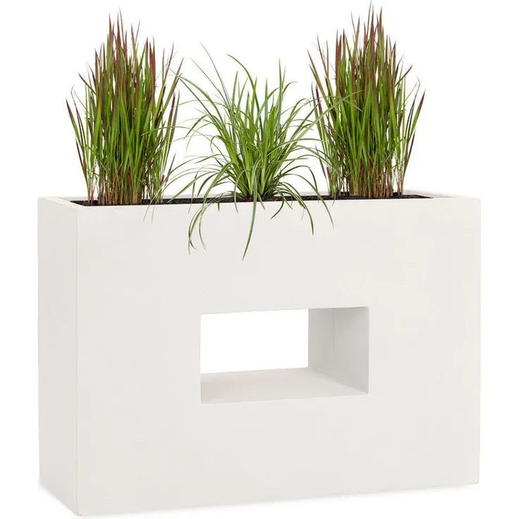 Pflanzwerk® Hochbeet Pflanzkübel VISTA Premium, handgefertigter Blumenkübel aus Fiberglas mit Frostbeständigkeit und Lotus-Effekt, rechteckig, 20-25 Liter