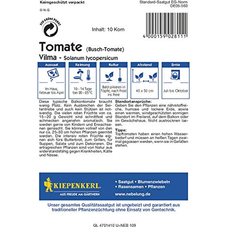 Kiepenkerl Tomaten Balkontomate Vilma rot – Bild 3