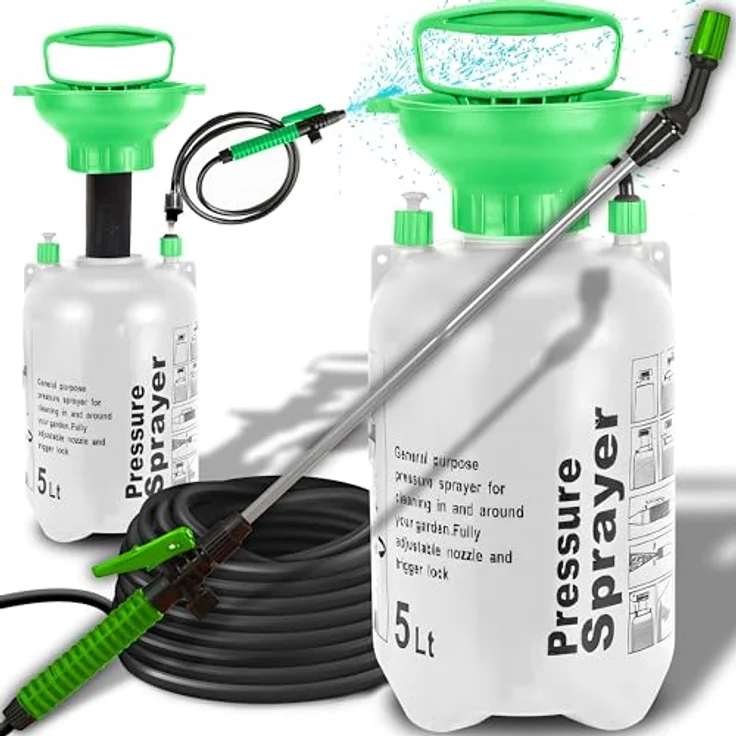 Retoo Drucksprüher 5 L Füllinhalt, Gartenspritze,Sprühgerät für den Pflanzenschutz, Drucksprühgerät, Universelle Sprühflasche für Essigsäure, Wasser, Dünger, Verstellbare düse, Spiralschlauch – Bild 1