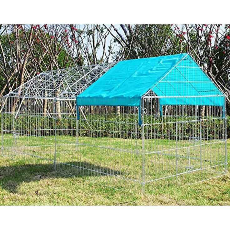 EUGAD Freilaufgehege Kaninchen, Freigehege Hasen, Kleintiergehege Kleintierkäfig mit Dach & Sonnenschutz, Hasenkäfig XXL, Außengehege, Welpenauslauf, Tür mit Schloss, Drahtabstand 4 cm, 220×103×103 cm – Bild 2