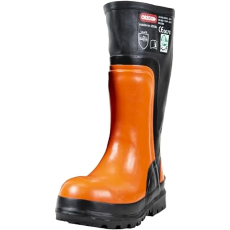 OREGON Yukon Kettensägen Schnittschutzgummistiefel mit Stahlkappen, Größe 45, rutschfeste Gummisohle, Baumwollfutter, Kettensäge-Schutzklasse 3 – Bild 1