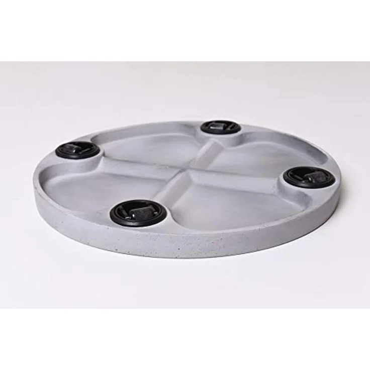 VIVANNO Untersetzer mit Rollen Pflanzenroller rund Kunststein Movo Grau - 4 x 36 cm – Bild 3