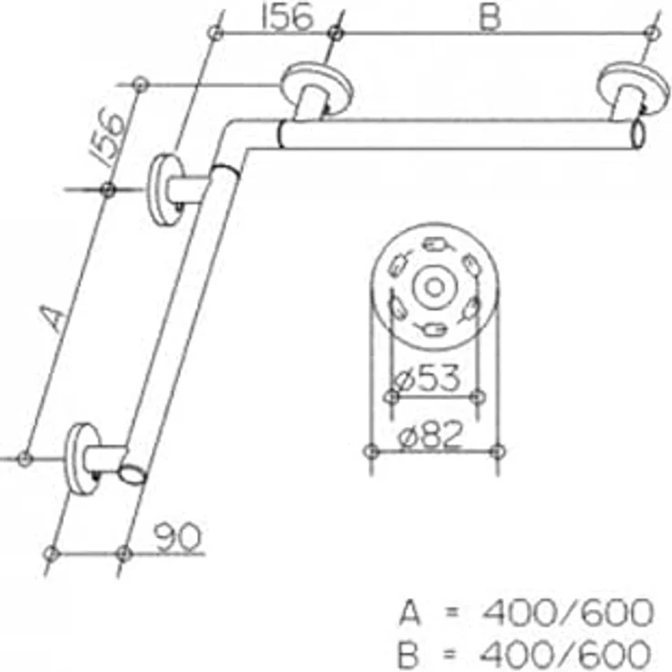 Keuco Handlauf Plan Care 34911, Chrom, ergonomischer Dusch- und Badewannenhandlauf mit verdeckten Befestigungen, 597 mm – Bild 2