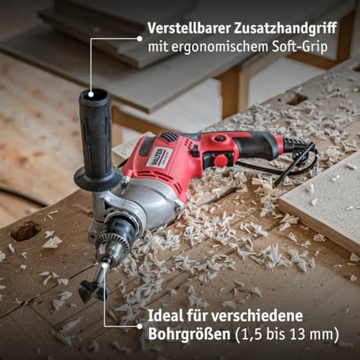 WALTER Schlagbohrmaschine 910W, Rechts-Links Lauf, Umschalten zw. Normal- und Schlagbohren, Sperre für Dauerlauf – Bild 9