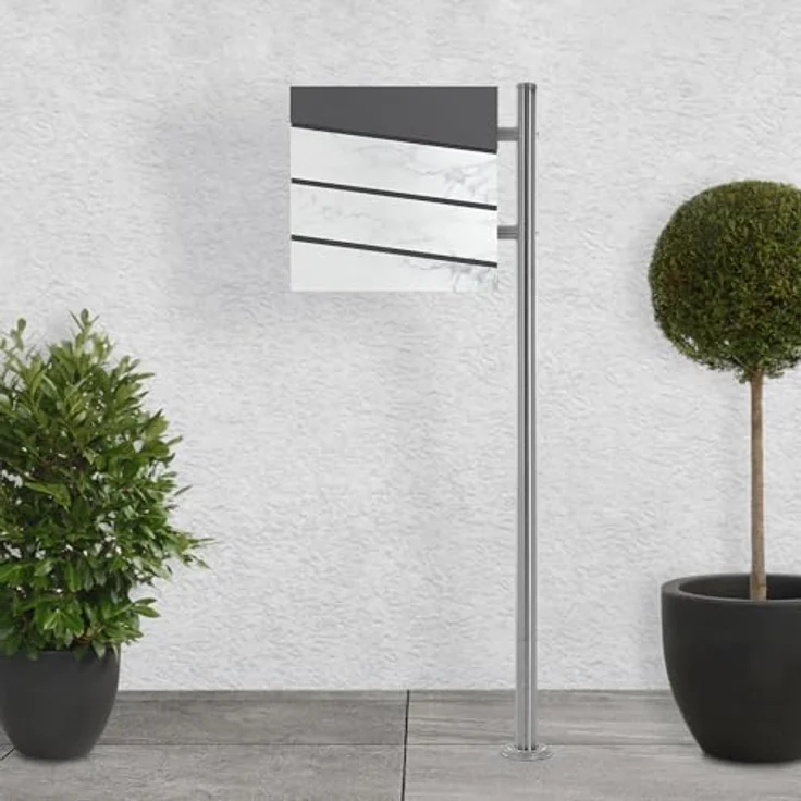 ML-DESIGN Standbriefkasten mit Zeitungsfach, Silber 120cm, langlebig aus Edelstahl, wetterfest, inkl. Standfuß und Briefkastenanlage – Bild 1